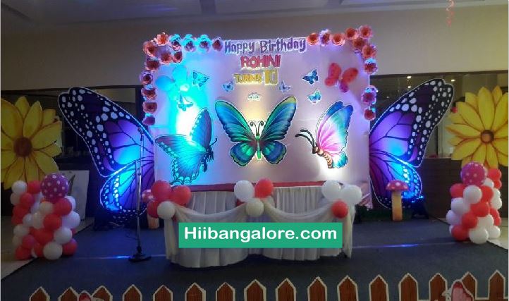 Butterfly theme premium birthday party decorators Bangalore
