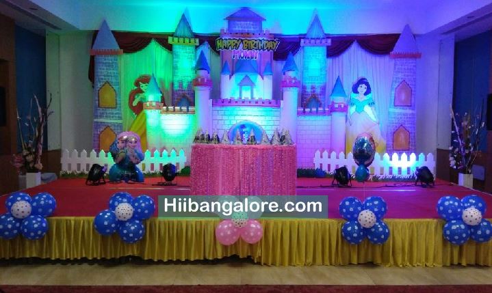 Disney princess castle theme birthday party balloon decorators Bangalore