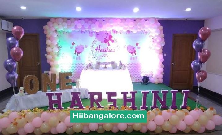 First birthday girl baby premium balloon decorators Bangalore