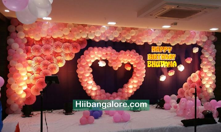 Heart shaped premium birthday party balloon decorators Bangalore