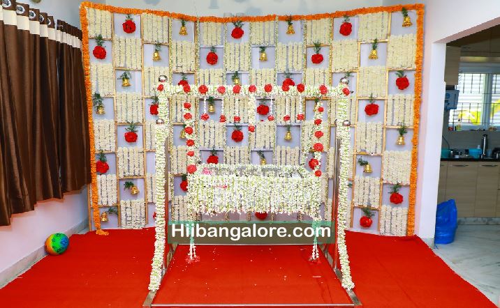 Jasmine flower decoration for naming ceremony in Bangalore