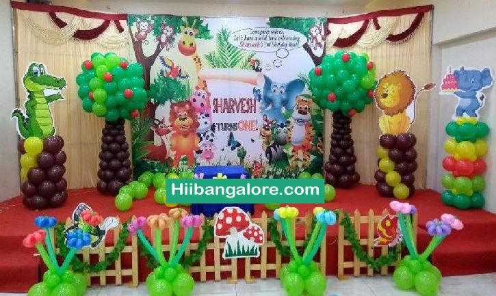 Jungle animals theme premium birthday party balloon decorators Bangalore