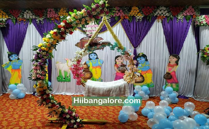 Krishna theme naming ceremony decorations Bangalore