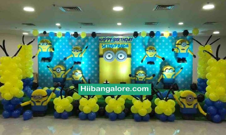 Minions theme premium birthday party balloon decorators Bangalore