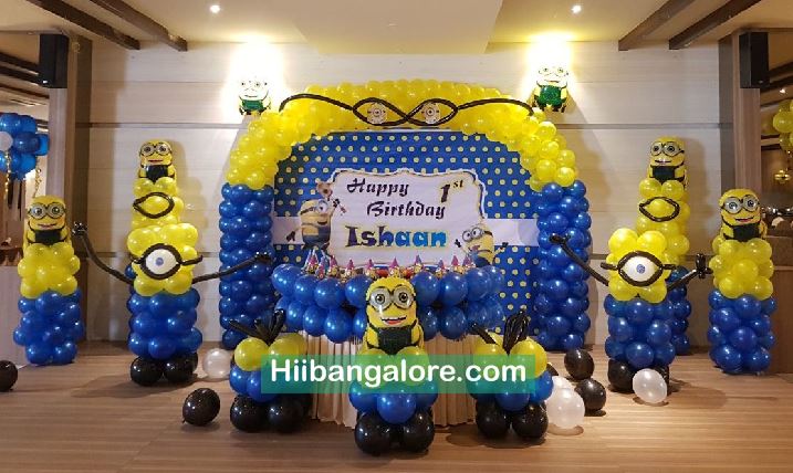 Minions theme premium birthday party balloon decorators Bangalore