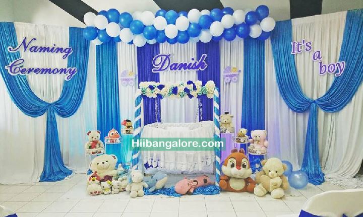 Naming ceremony flower and balloons decoration