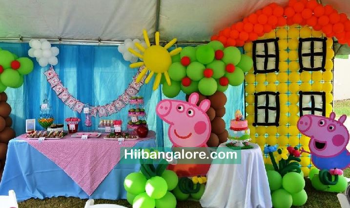 Peppa pig theme premium birthday party balloon decorators Bangalore
