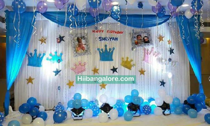 Prince crown theme birthday party premium balloon decorators Bangalore