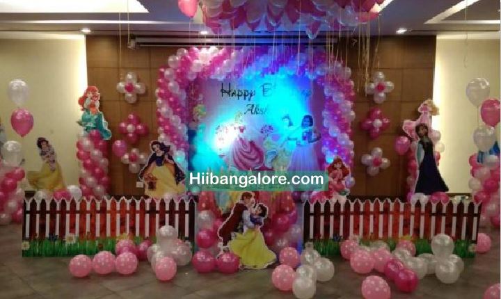Princess theme birthday party premium balloon decorators Bangalore