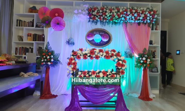 Simple Naming Ceremony Flower Decoration Bangalore Best Birthday Party Anisers Balloon Decorators Caterers In - Naming Ceremony Decoration At Home