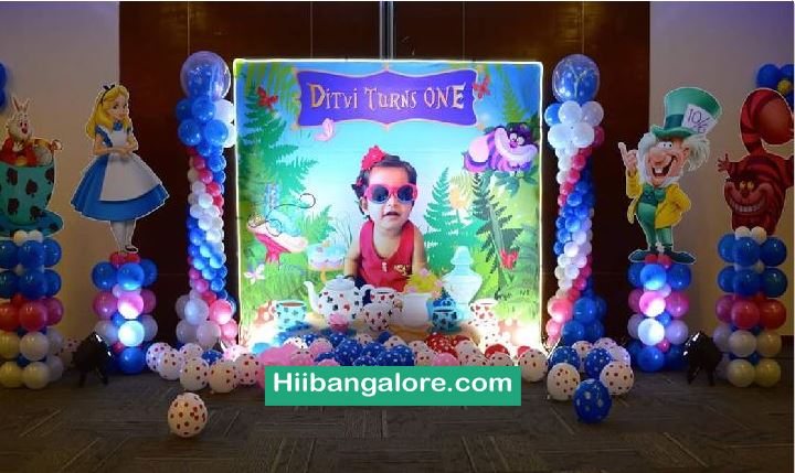 Snow white theme premium birthday party balloon decorators Bangalore