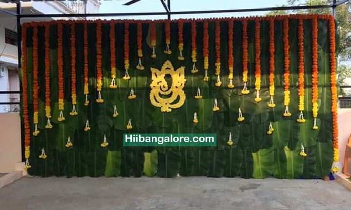 Traditional naming ceremony banana leaf flower decoration Bangalore