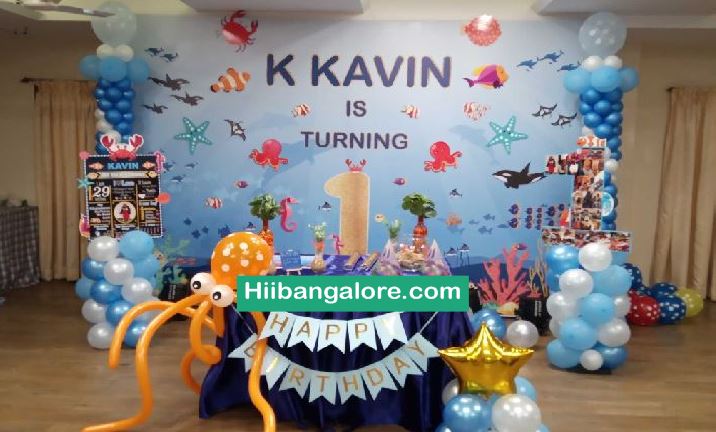 Underwater theme premium birthday party balloon decorators Bangalore