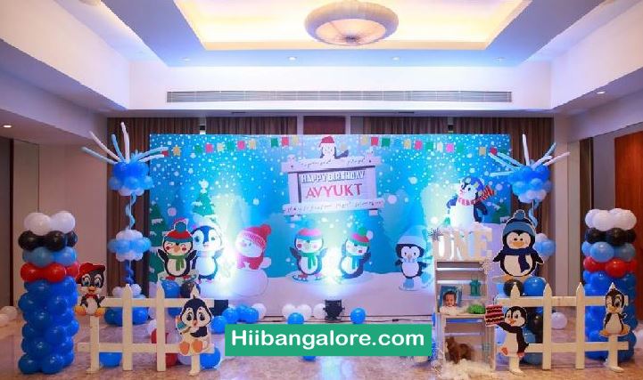 Winter theme premium birthday party balloon decorators Bangalore