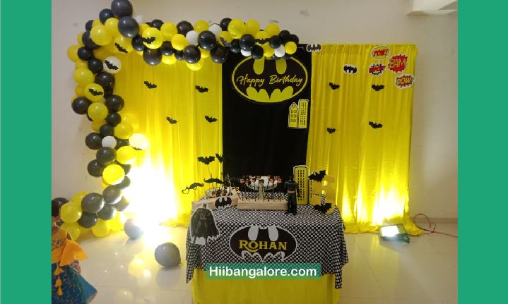 Batman theme craft works birthday party decoration Bangalore - Best  Birthday Party Organisers, Balloon decorators, Birthday party Caterers in  Bangalore