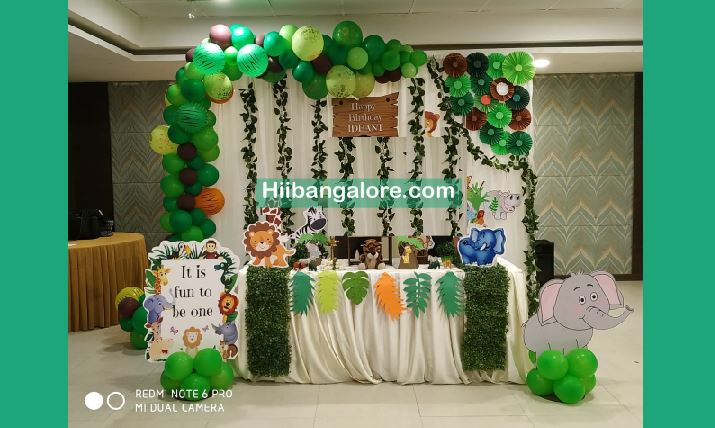 Jungle theme crafted birthday party decorators Bangalore