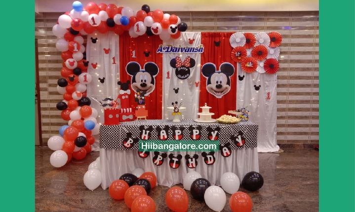 Mickey mouse theme craft works birthday party decorators Bangalore