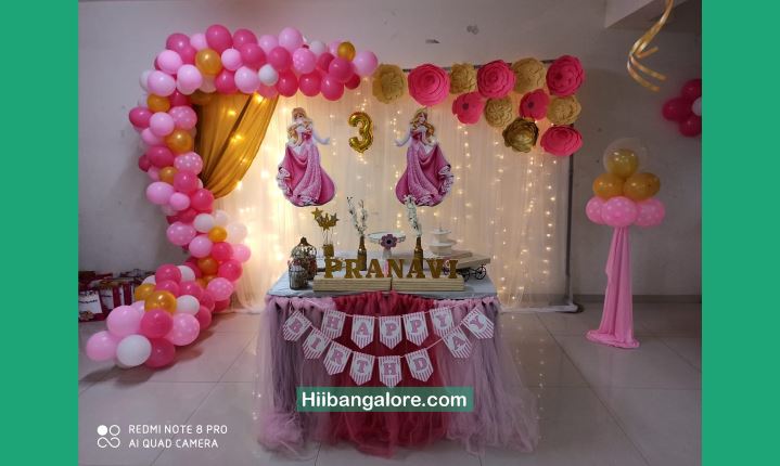 Princess themed crafted birthday party decorators Bangalore