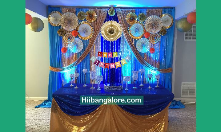 Royal blue crafts work birthday party decorators Bangalore
