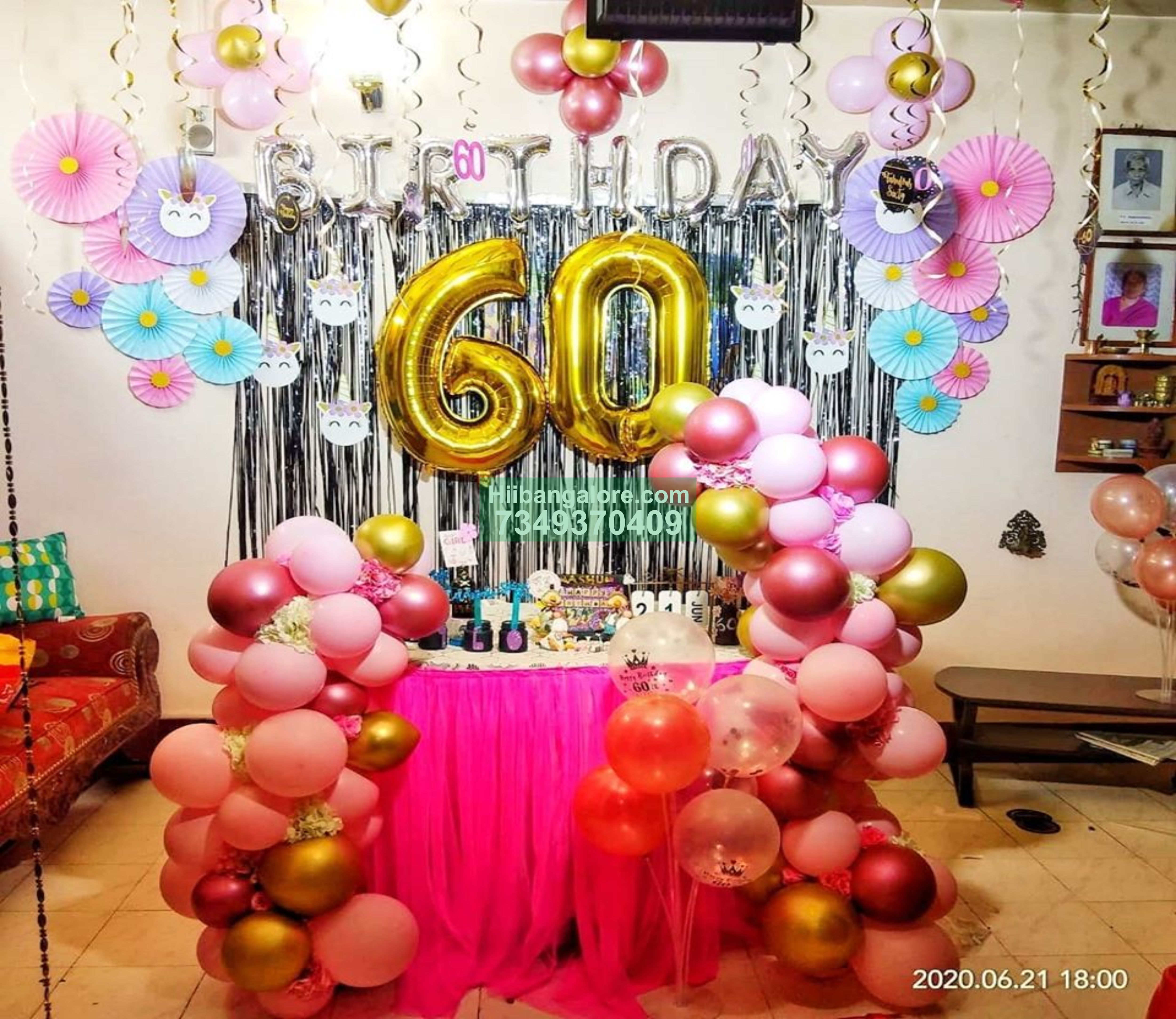 60th birthday party balloon decoration at home - Best Birthday Party