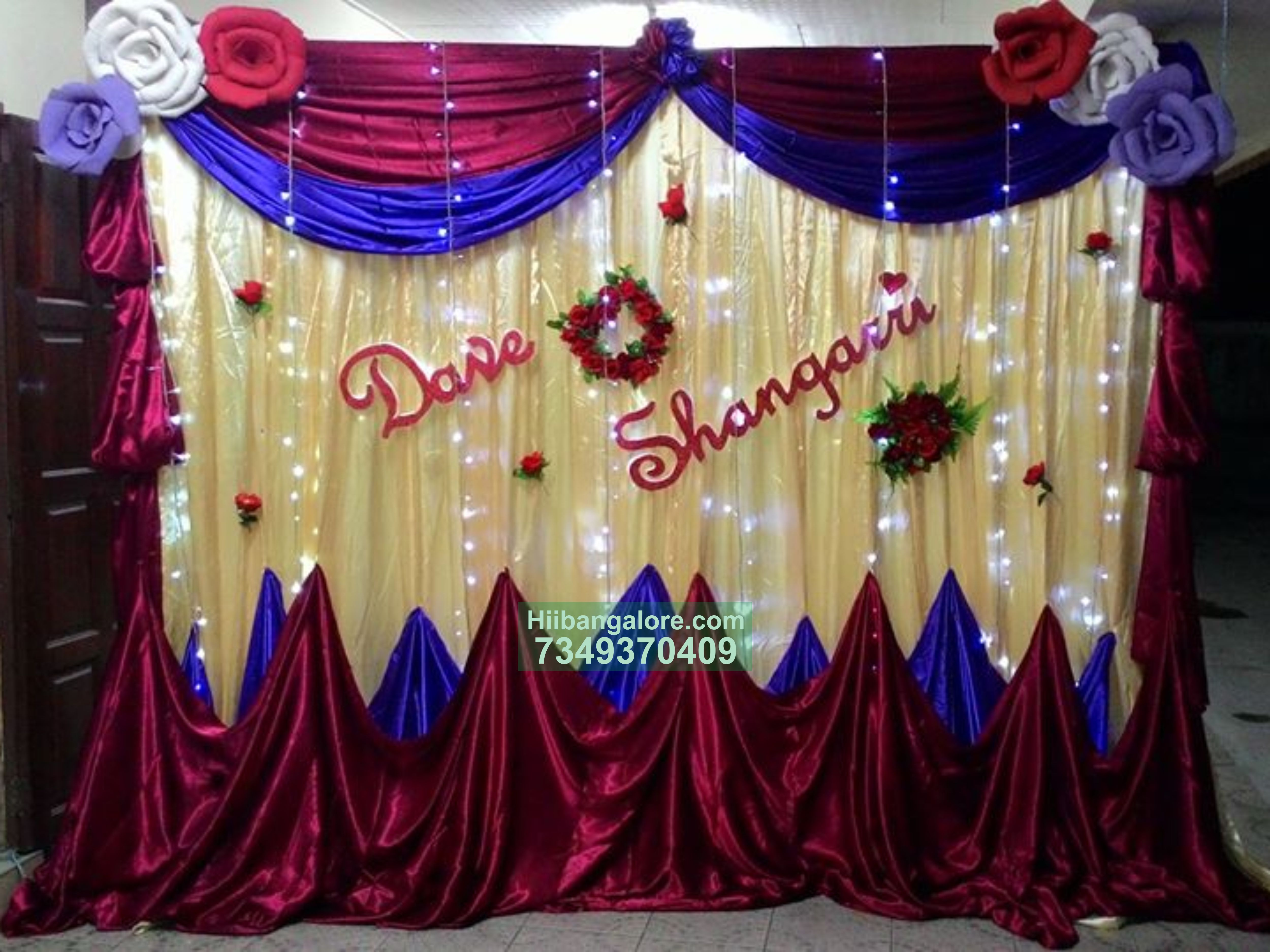 Colorful cloth background decoration for engagement Bangalore