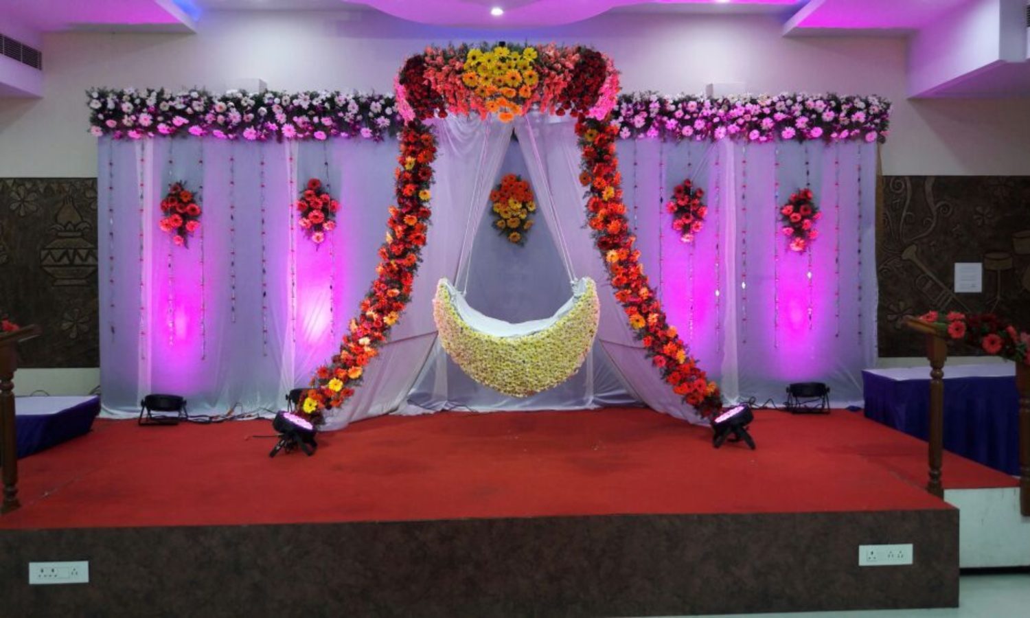 Moon cradle naming ceremony flower decorators bangalore