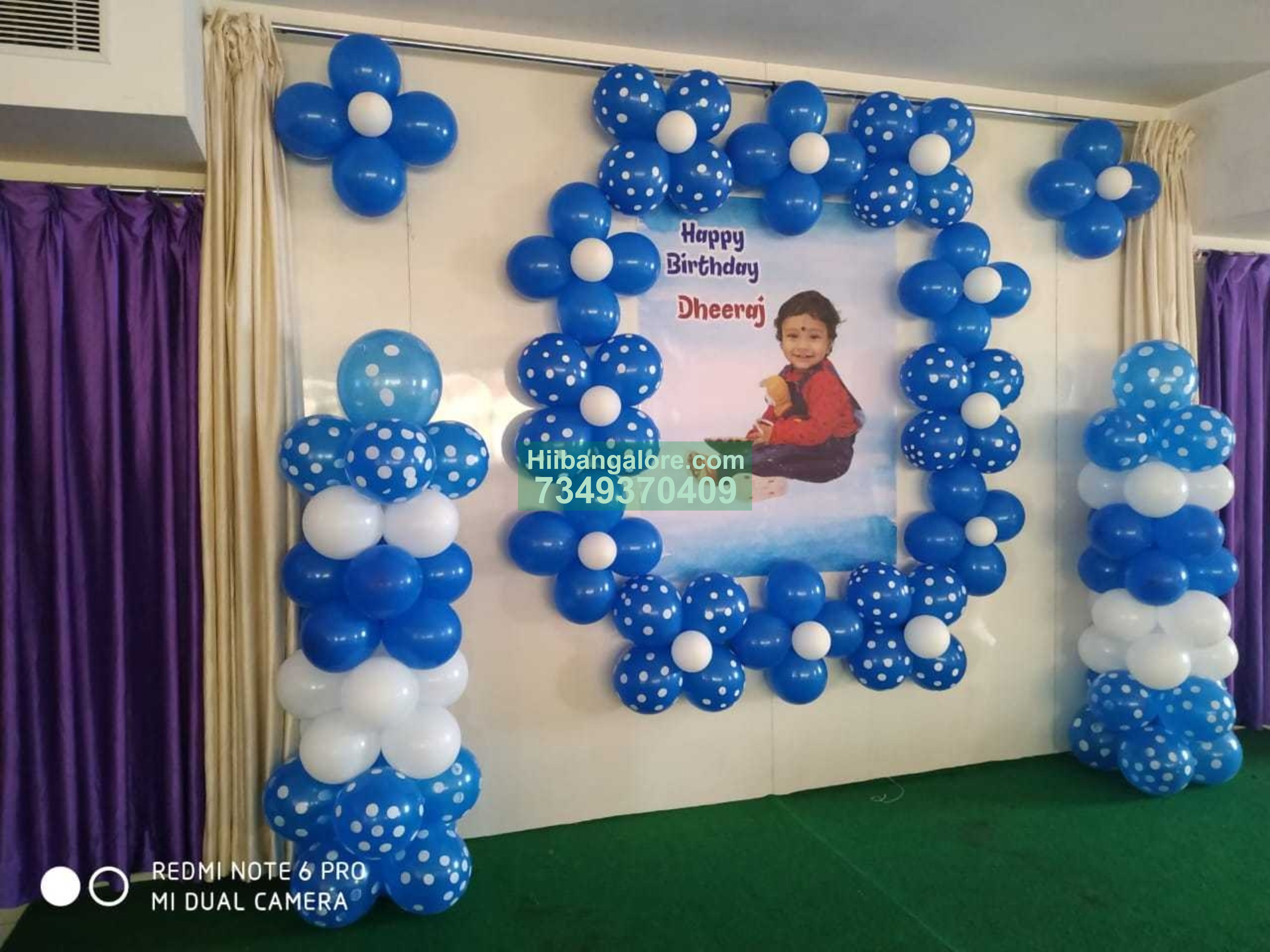 Simple baby boy home balloon decoration Bangalore