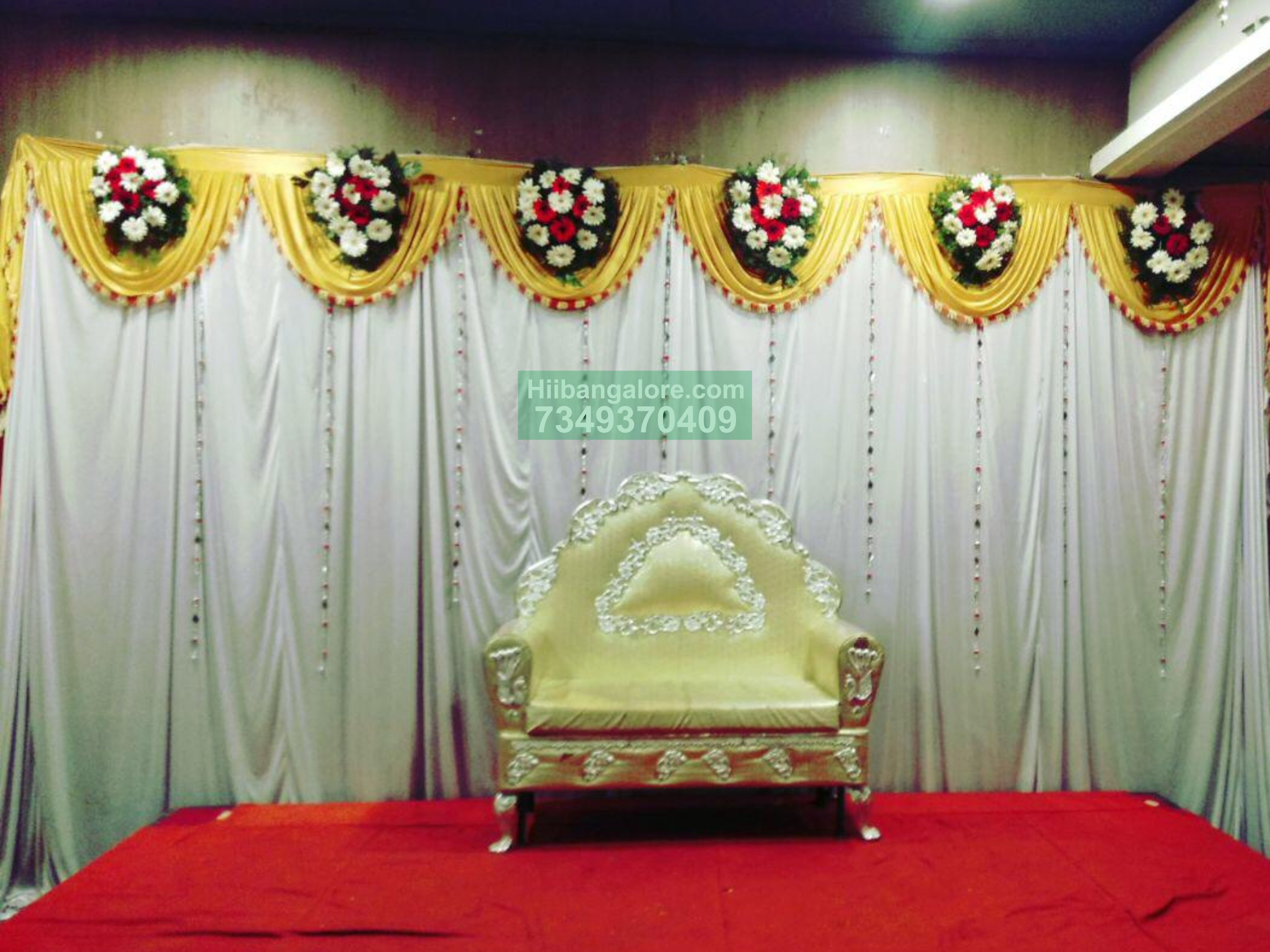Simple backdrop flower decoration for engagement ceremony Bangalore
