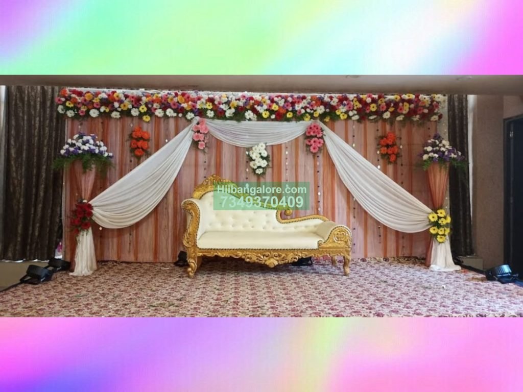 Simple engagement flower decorations Catering services in Bangalore