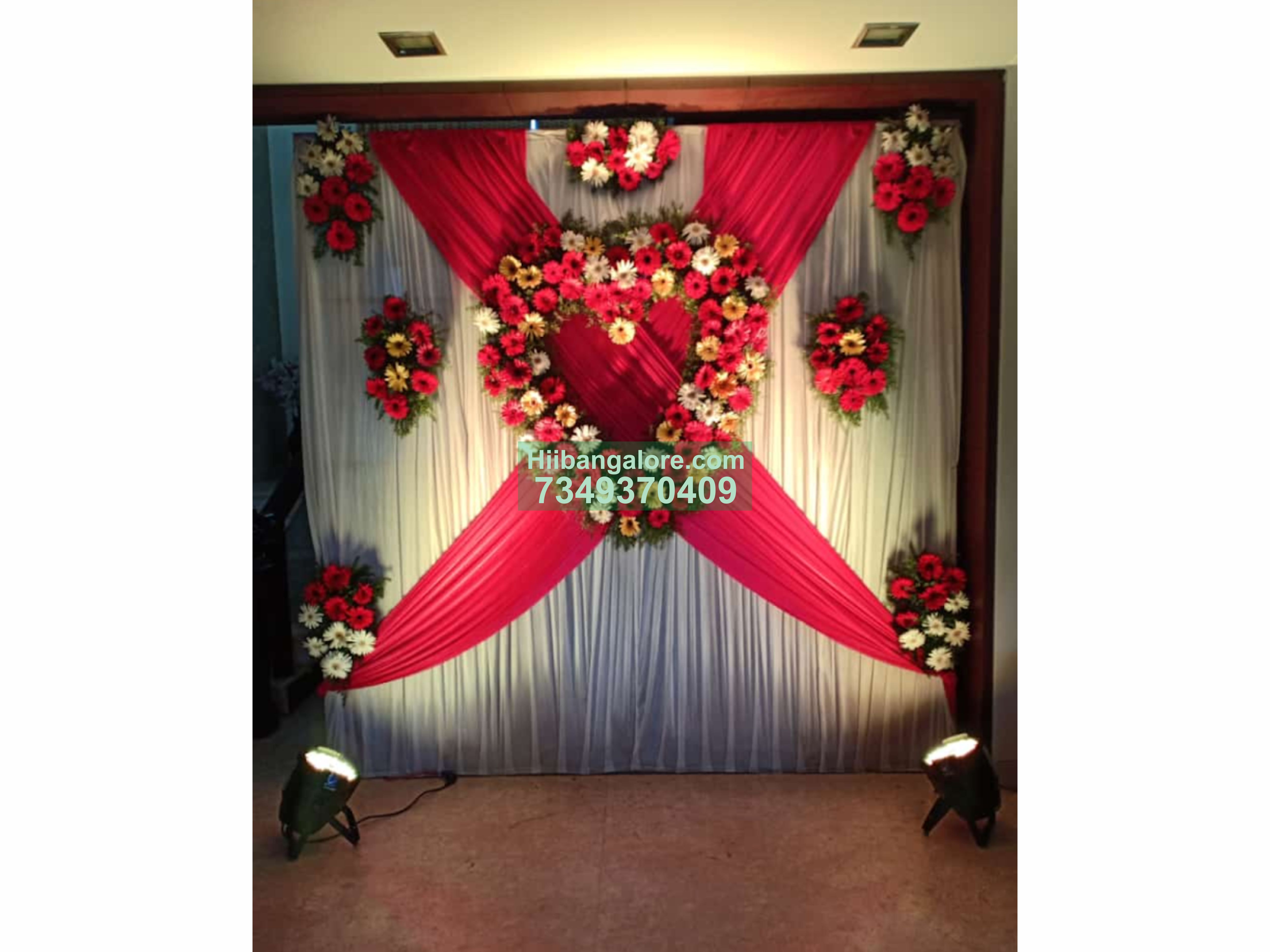 Simple heart shape flowers decoration for engagement at home Bangalore