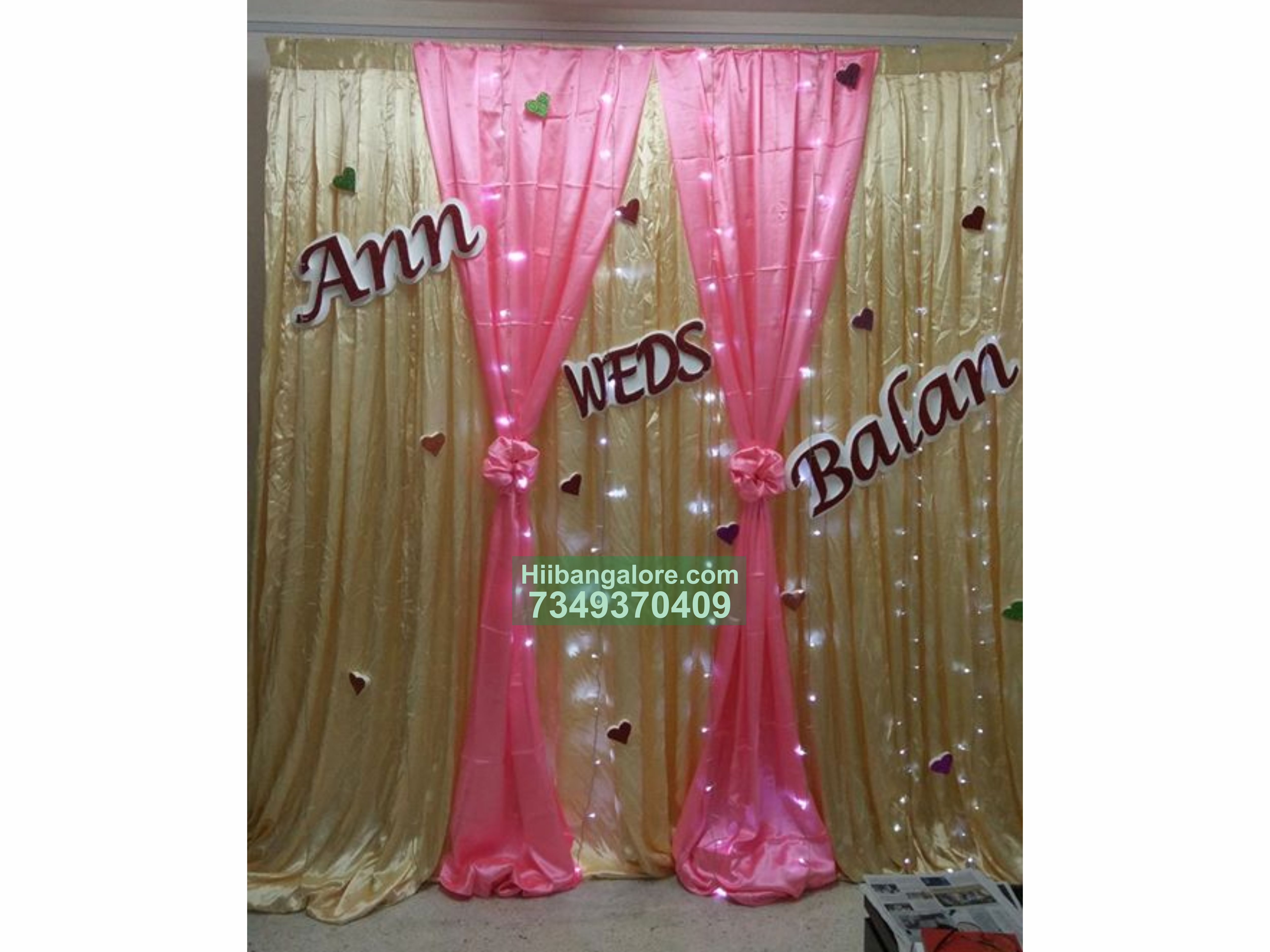 Simple pink and gold backdrop for engagement at home - Best Birthday Party  Organisers, Balloon decorators, Birthday party Caterers in Bangalore