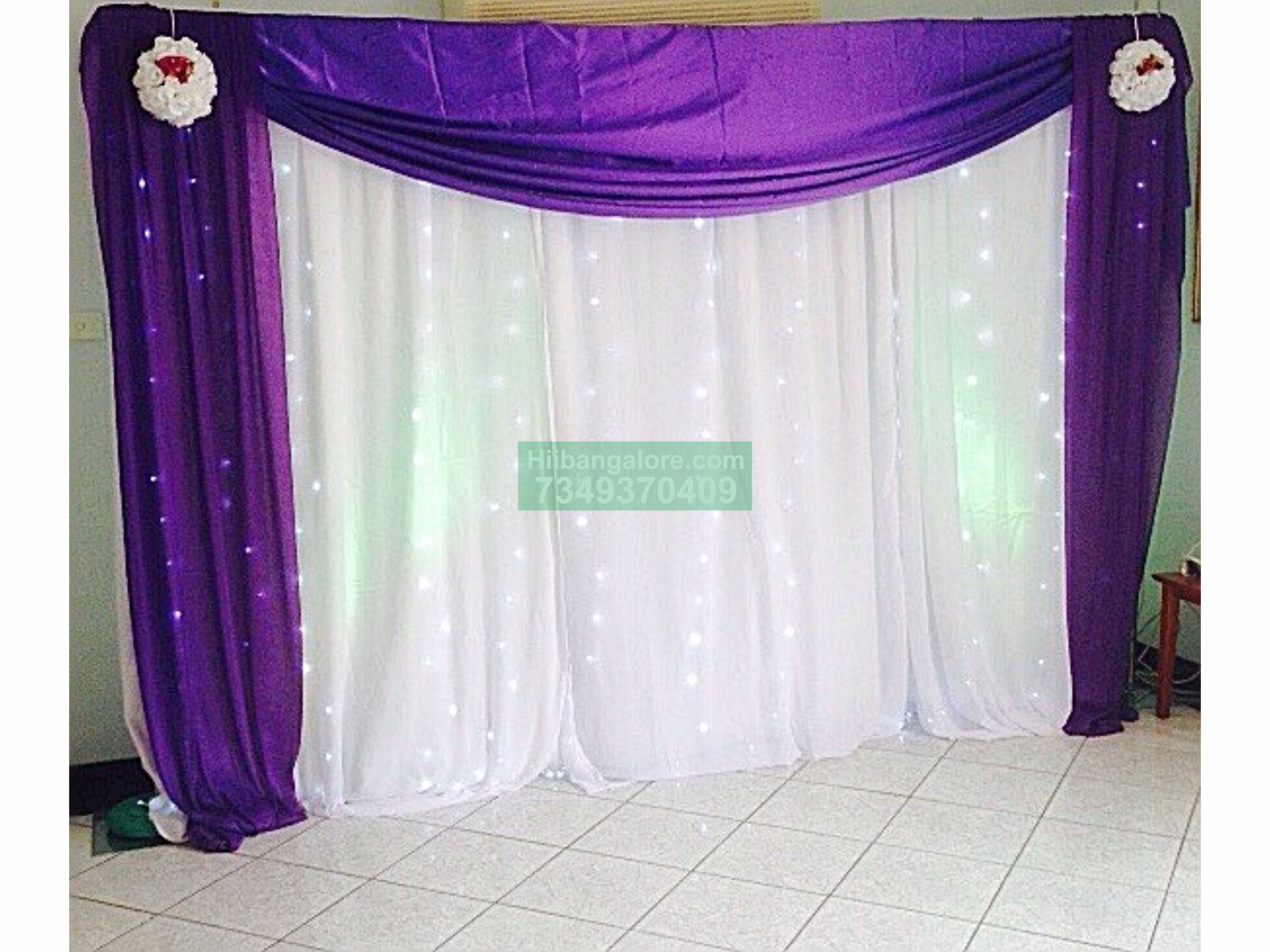 Simple purple and white backdrop for engagement Bangalore