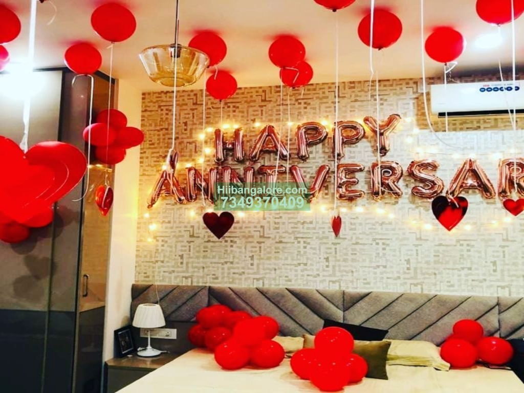 anniversary decoration at home with red balloons Best Birthday Party