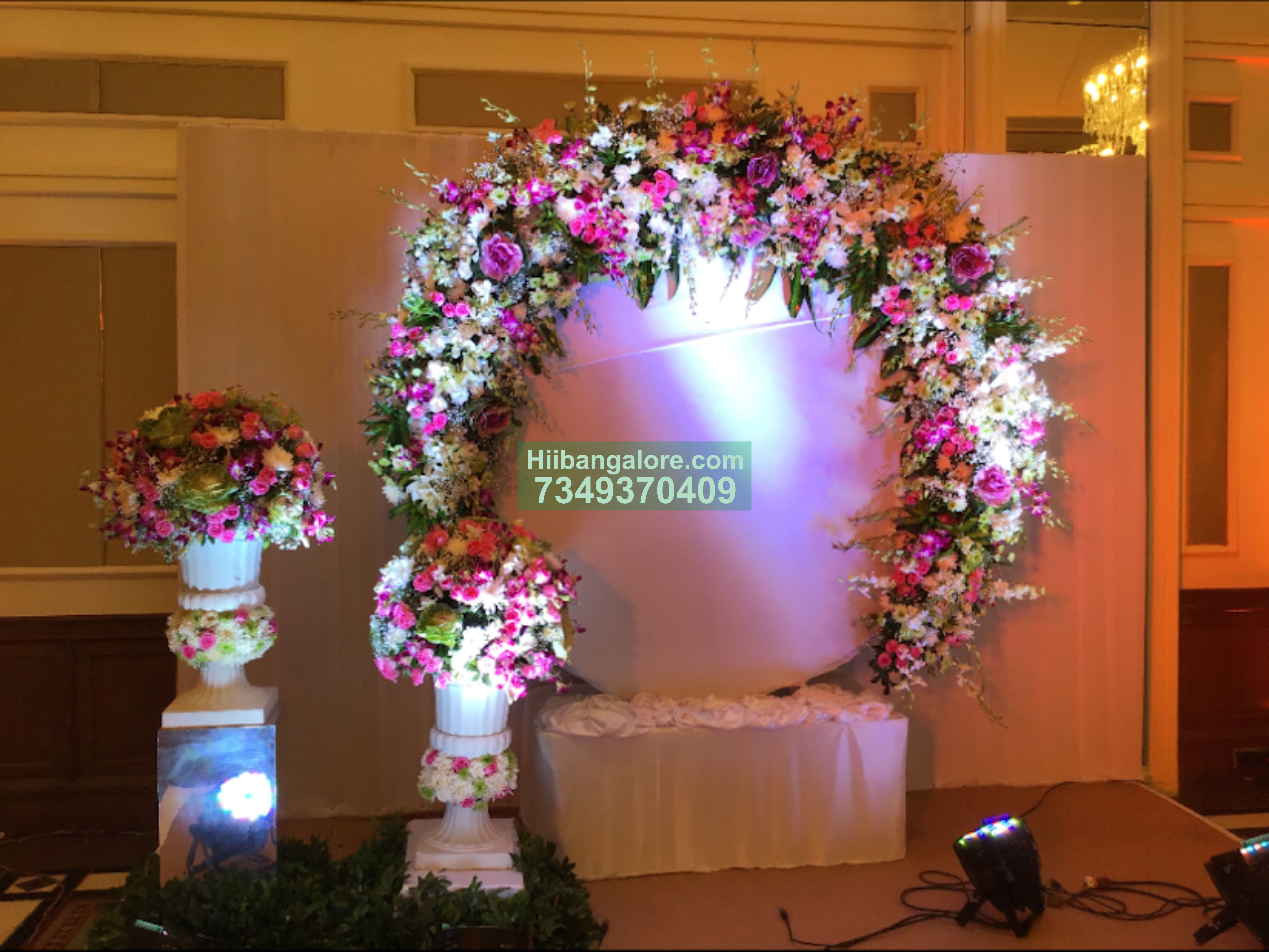 circle backdrop engagement flower decoration Bangalore
