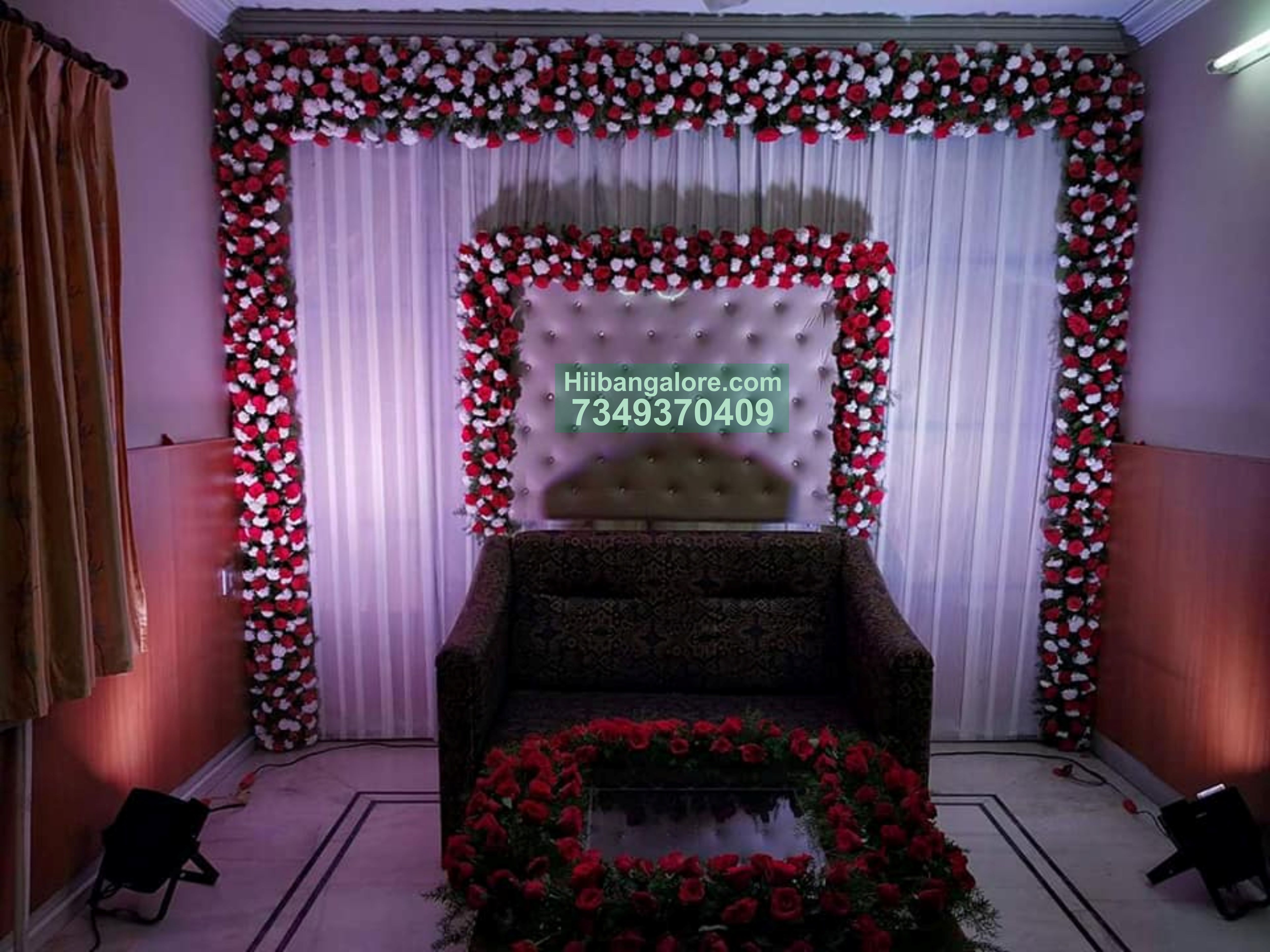 elegant red and white engagement decoration Bangalore