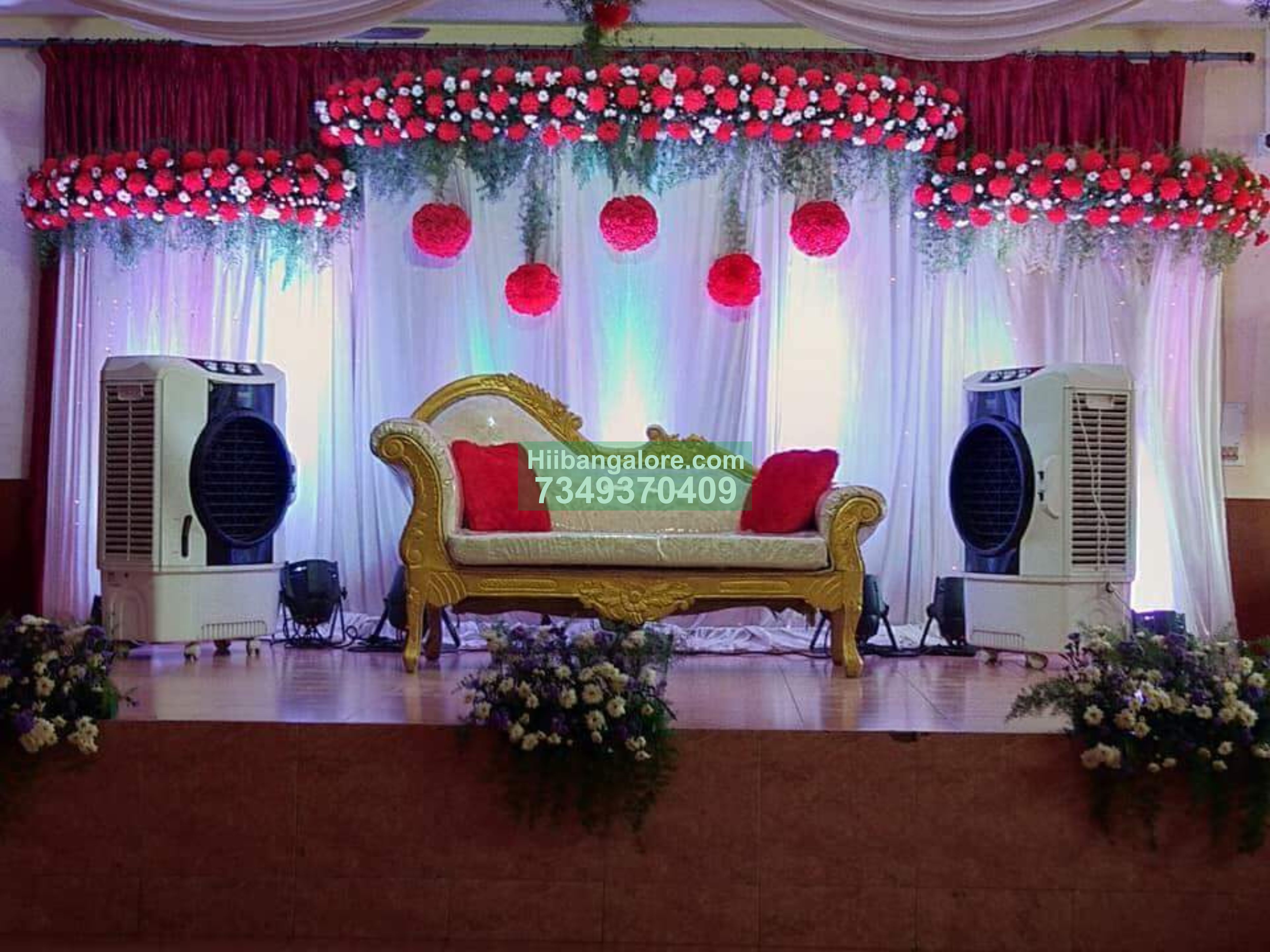 engagement flower decoration with rose ball hangings Bangalore