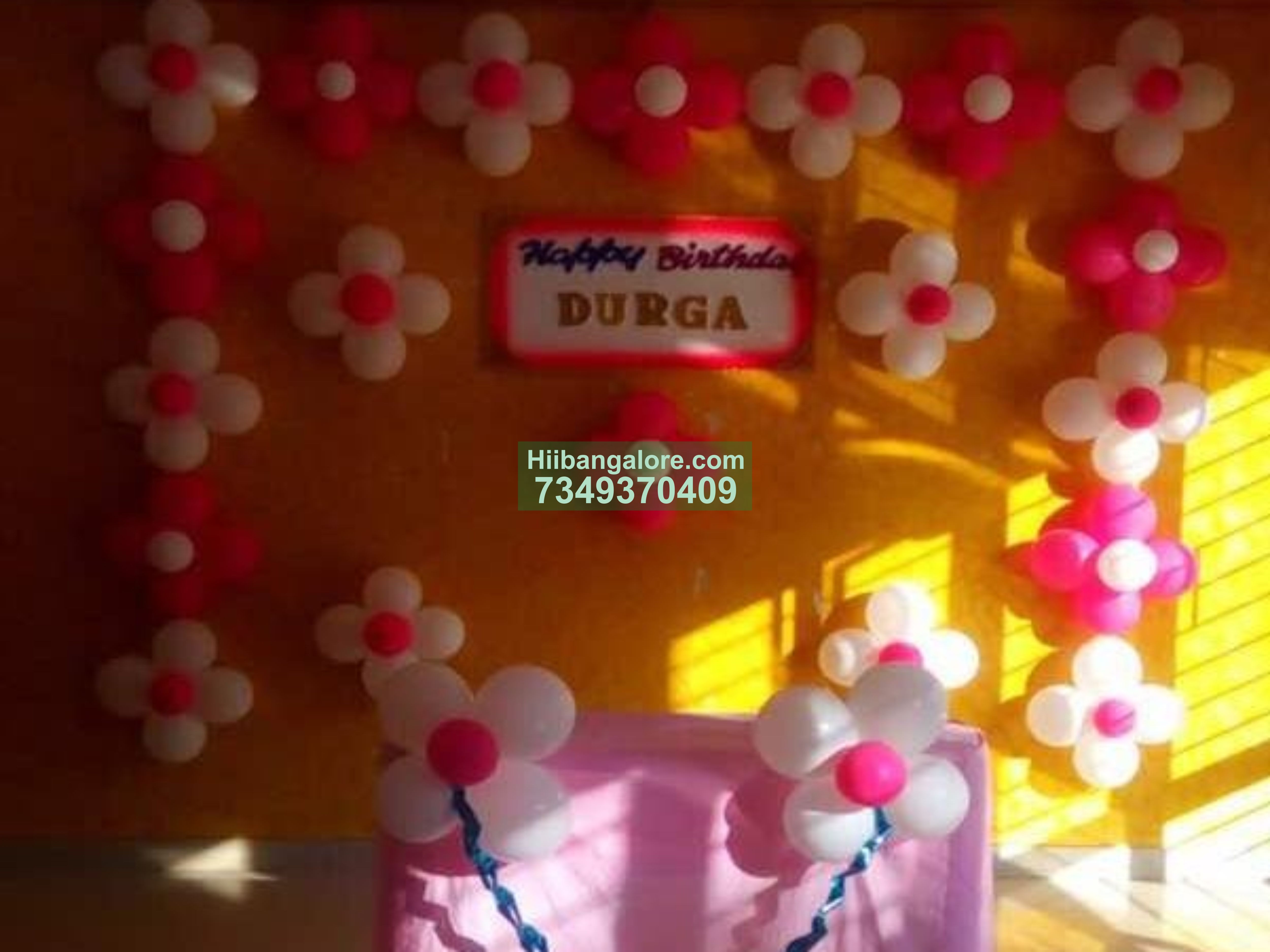 girl baby balloon decor for birthday in home Bangalore