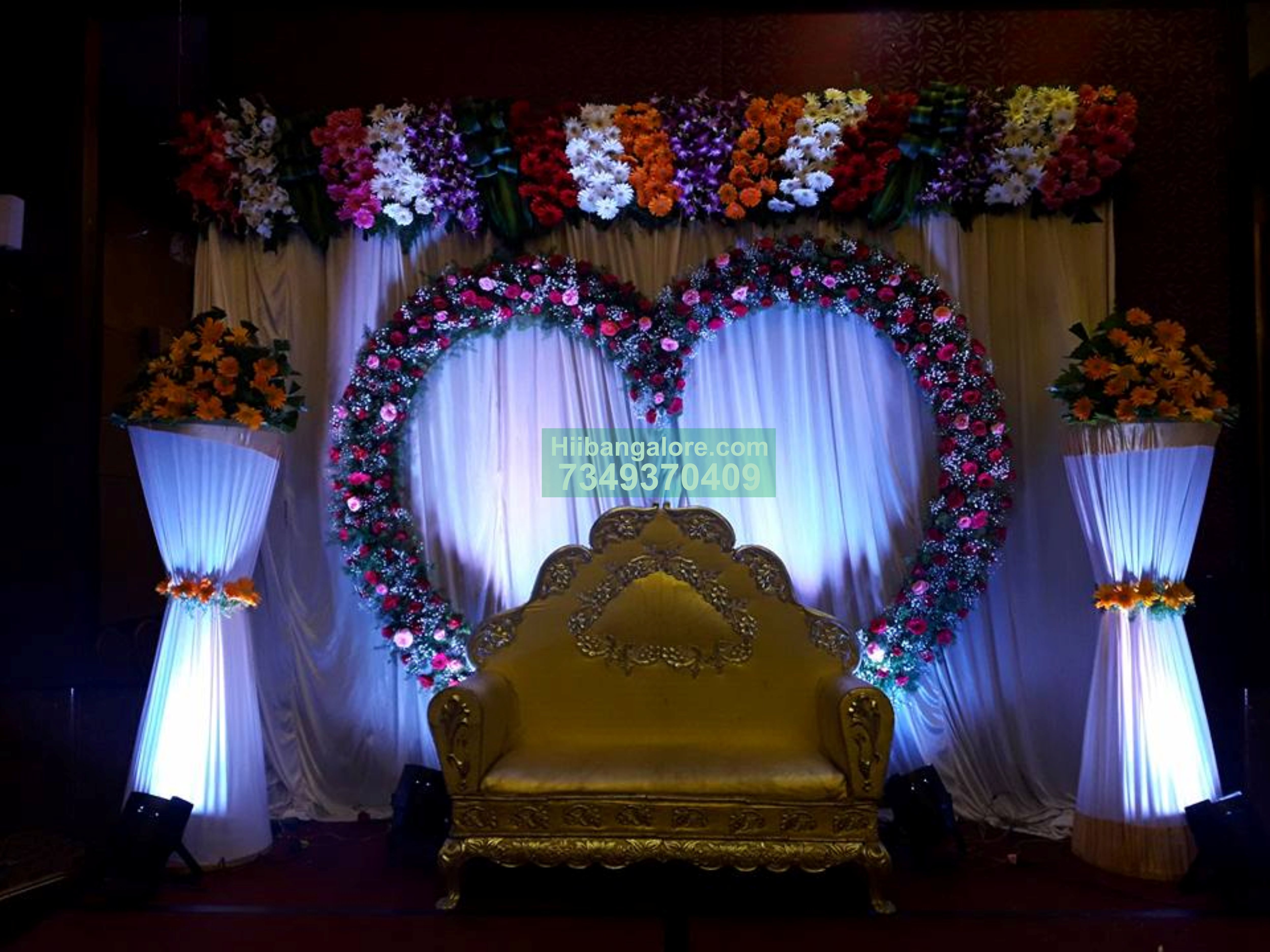 heart shape floral arc engagement ceremony decoration Bangalore