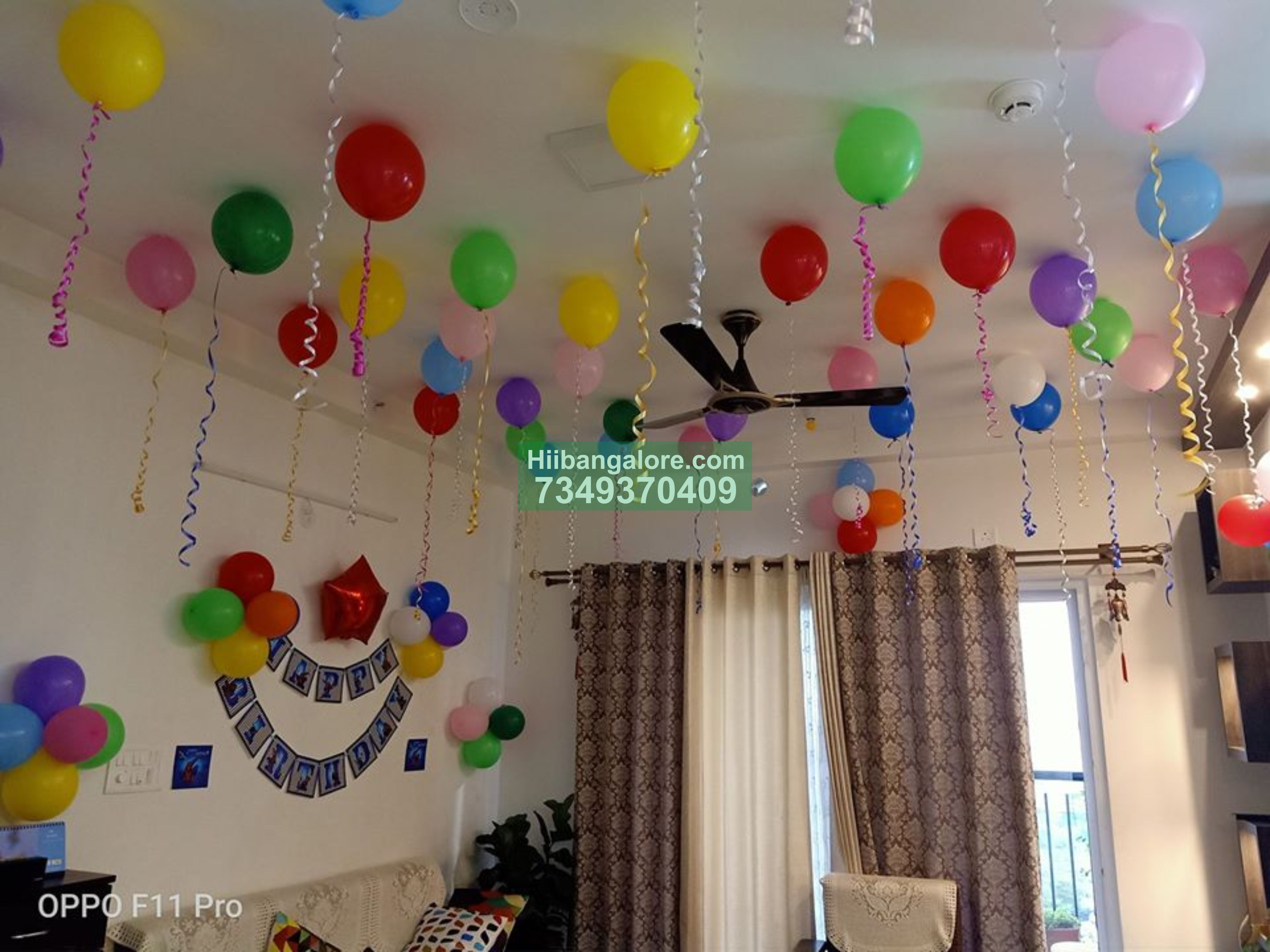 multi color balloon decoration for birthday party at home Bangalore