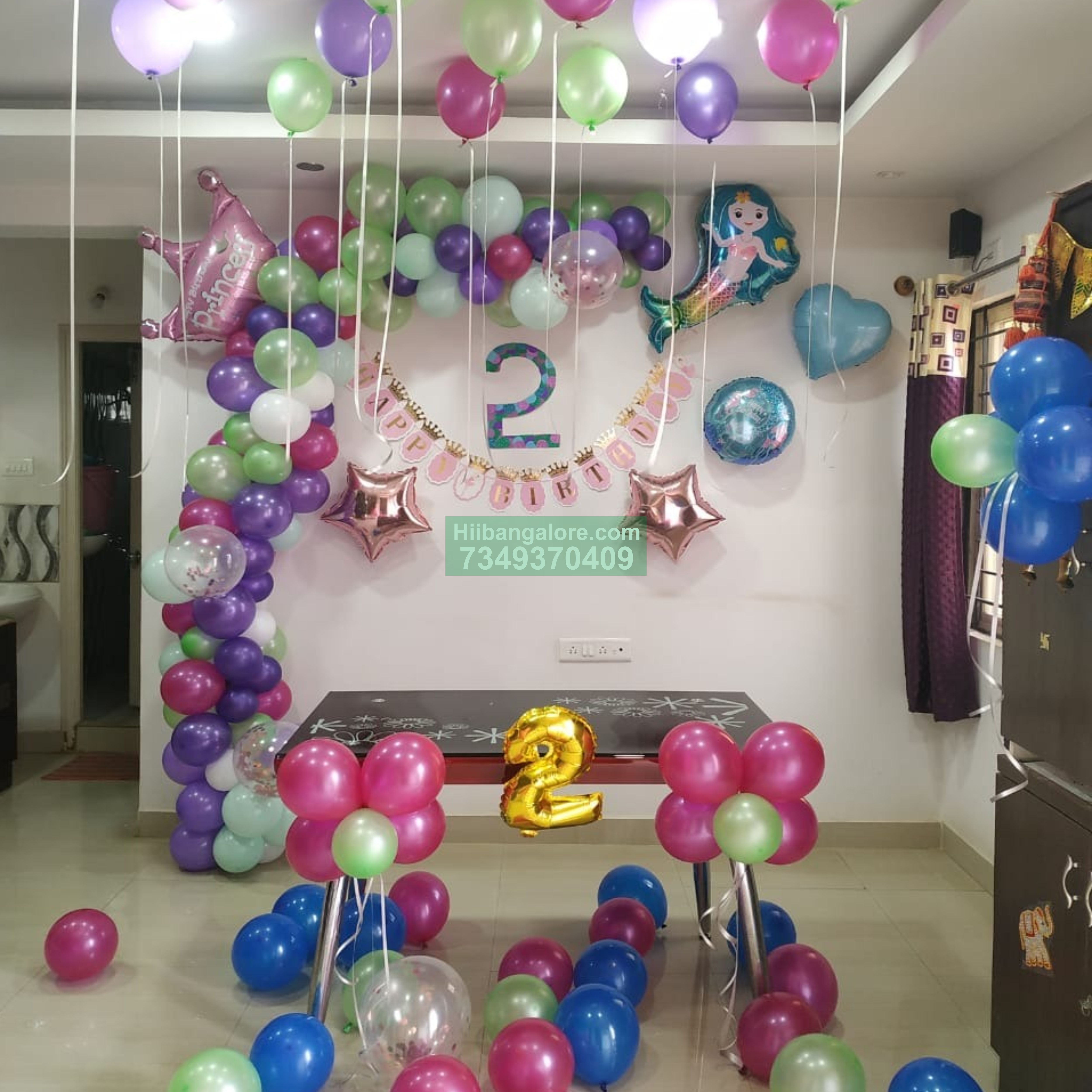 multi color birthday decoration at home Bangalore
