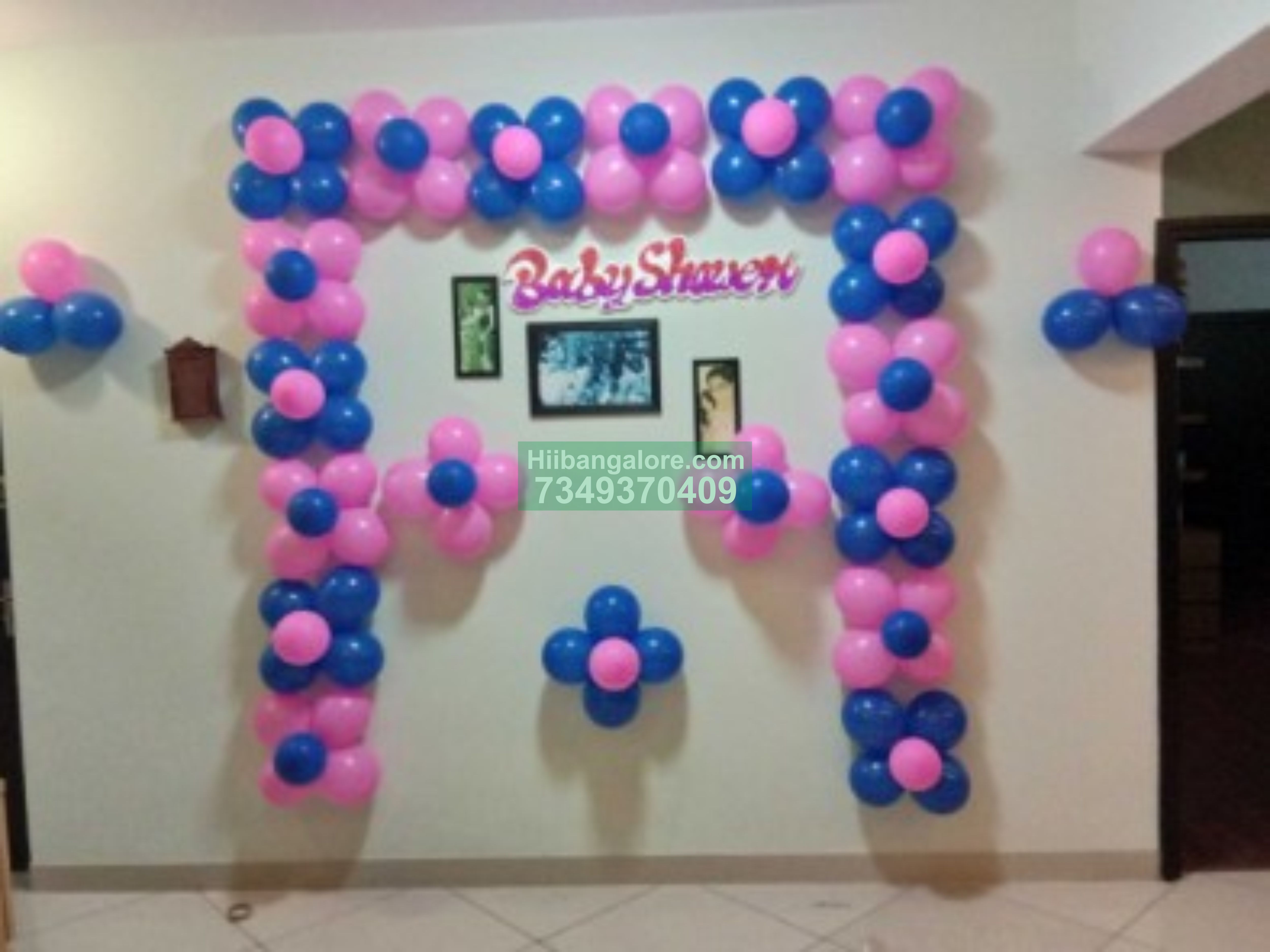pink and blue balloons baby shower decor at home Bangalore