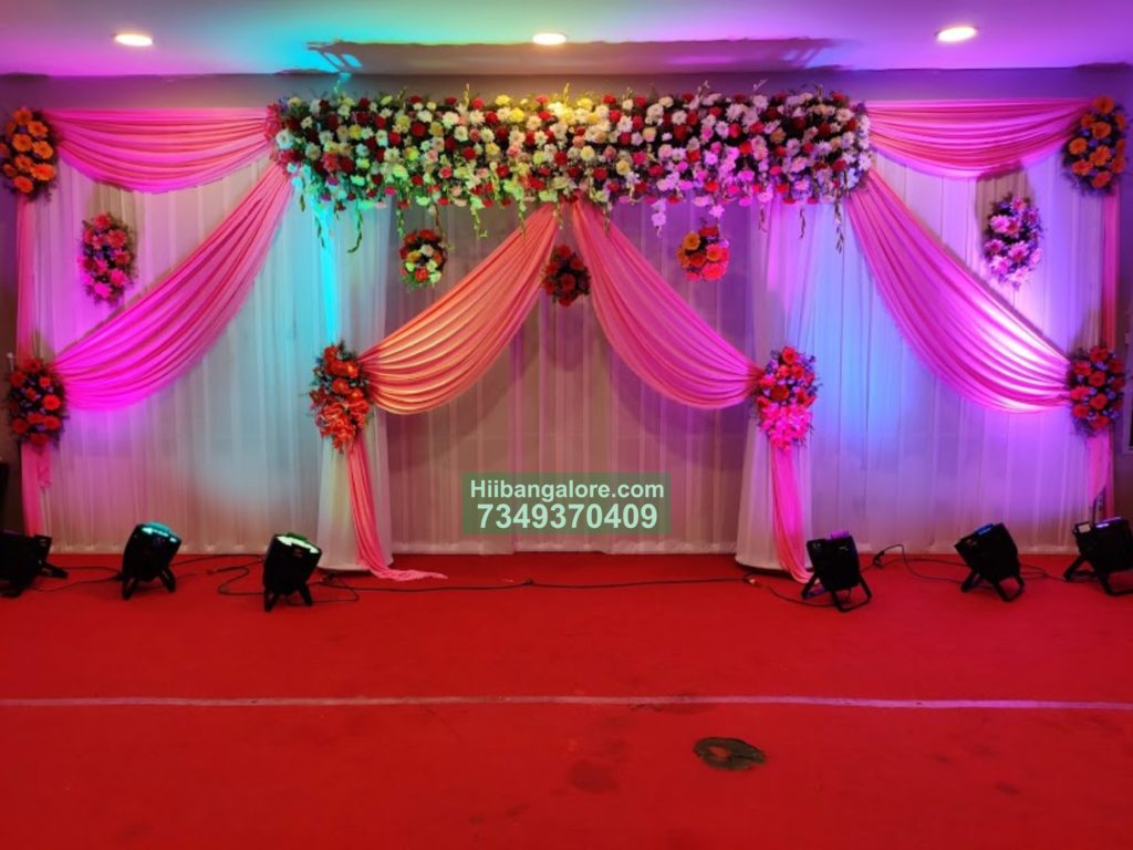 pink and white combo engagement flower decoration - Catering services ...