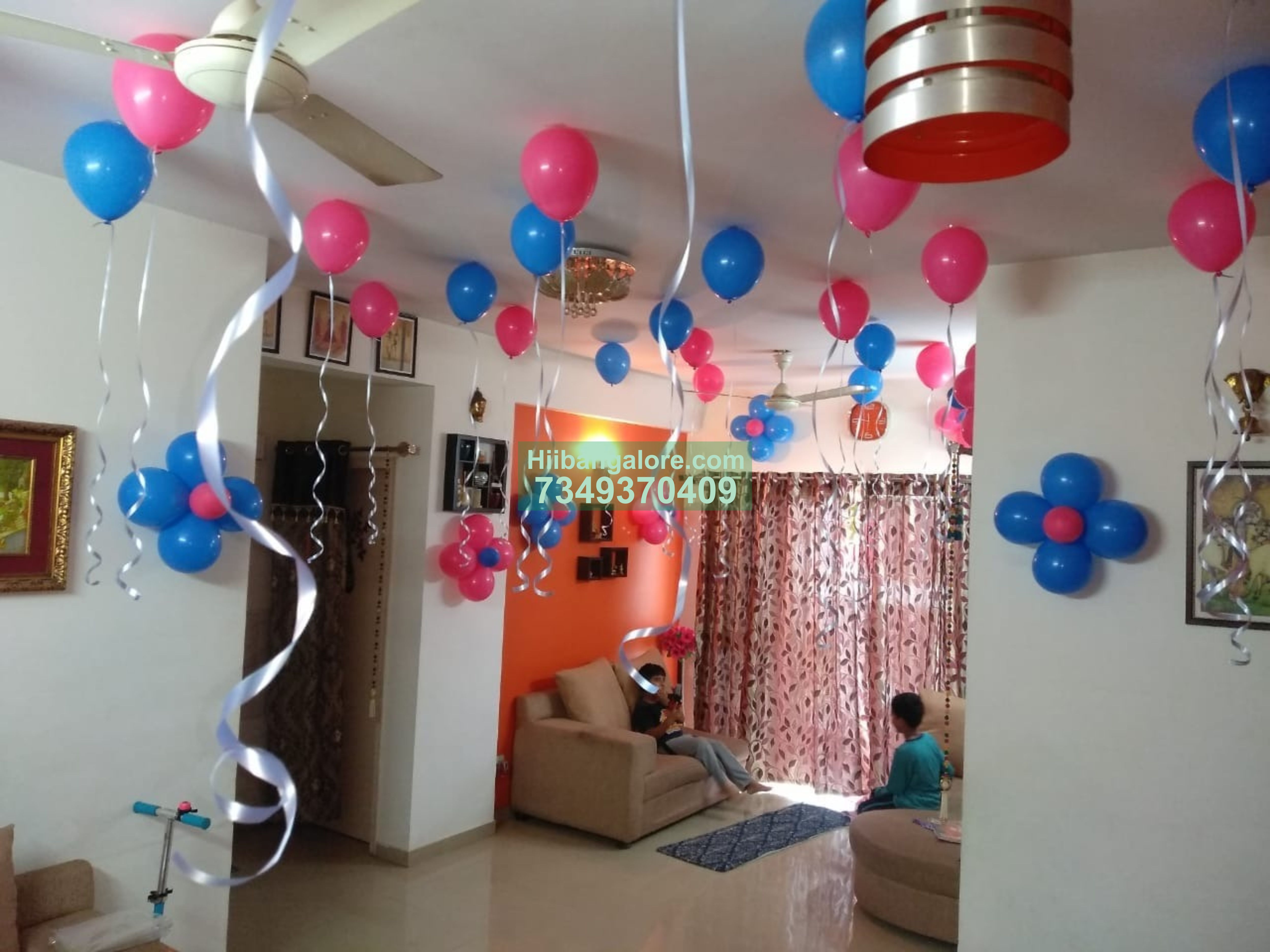 pink blue simple balloon decoration Bangalore