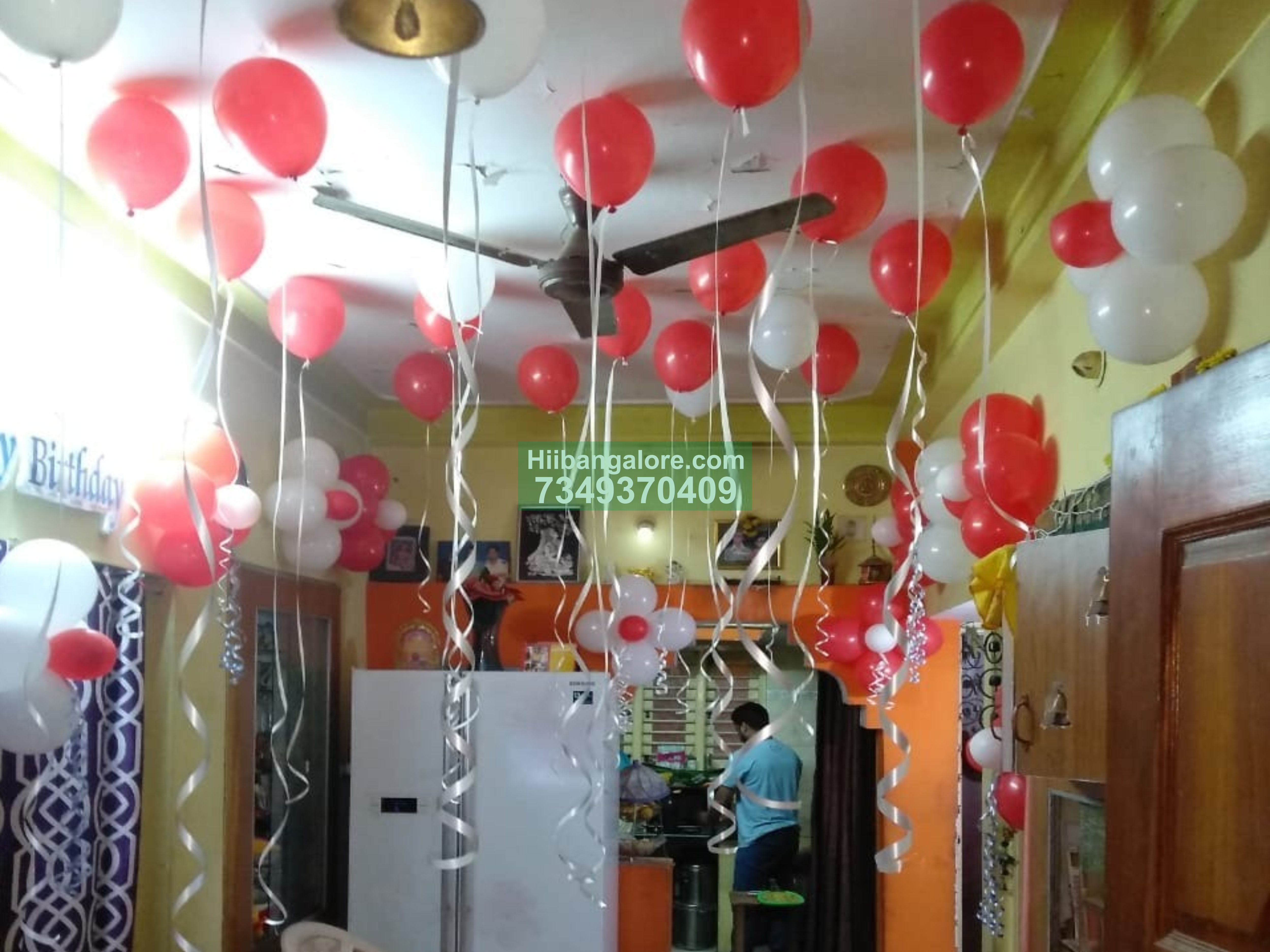 red white balloon decoration at home bangalore