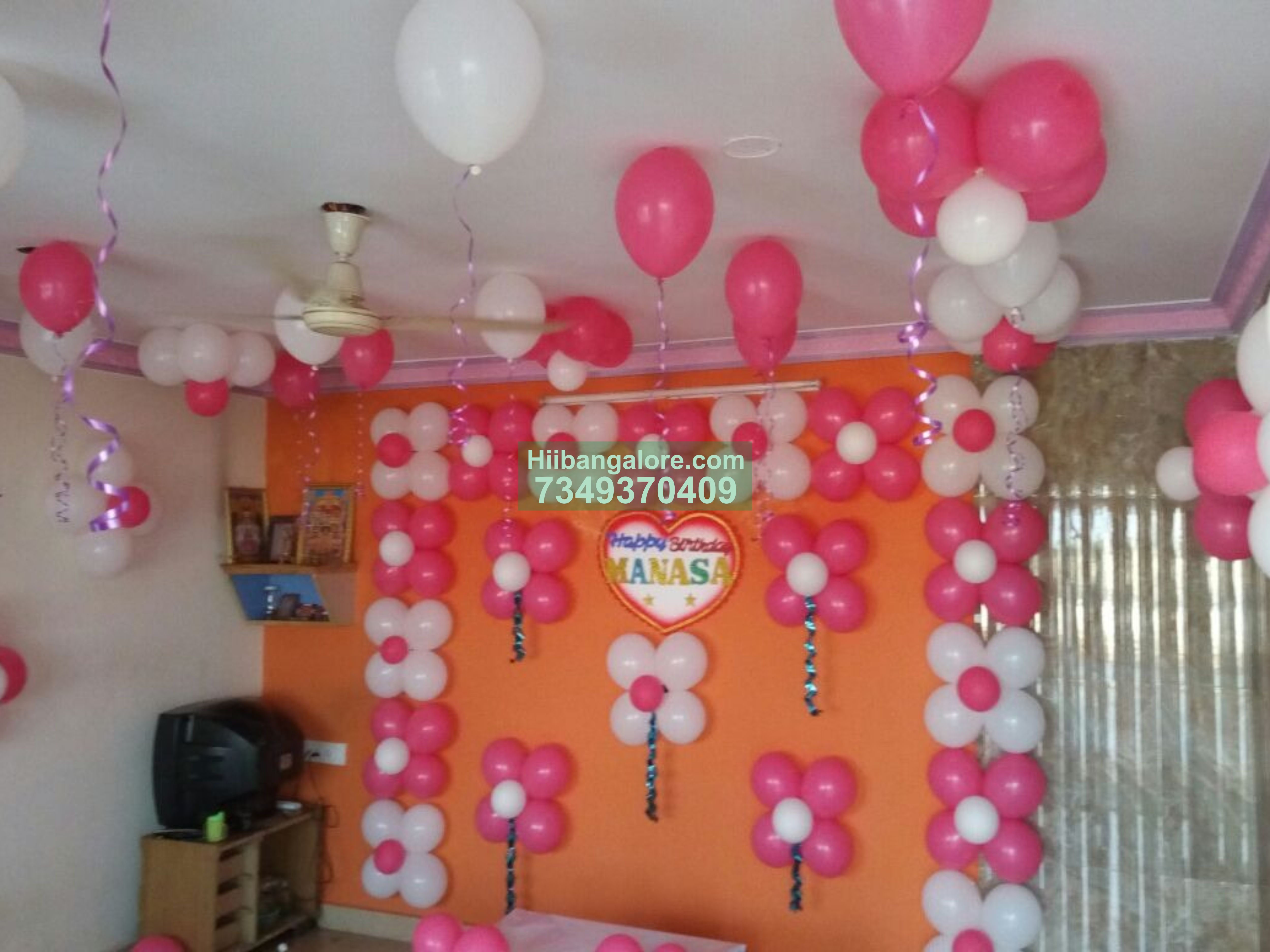 simple and elegant pink balloon decoration for birthday girl Bangalore