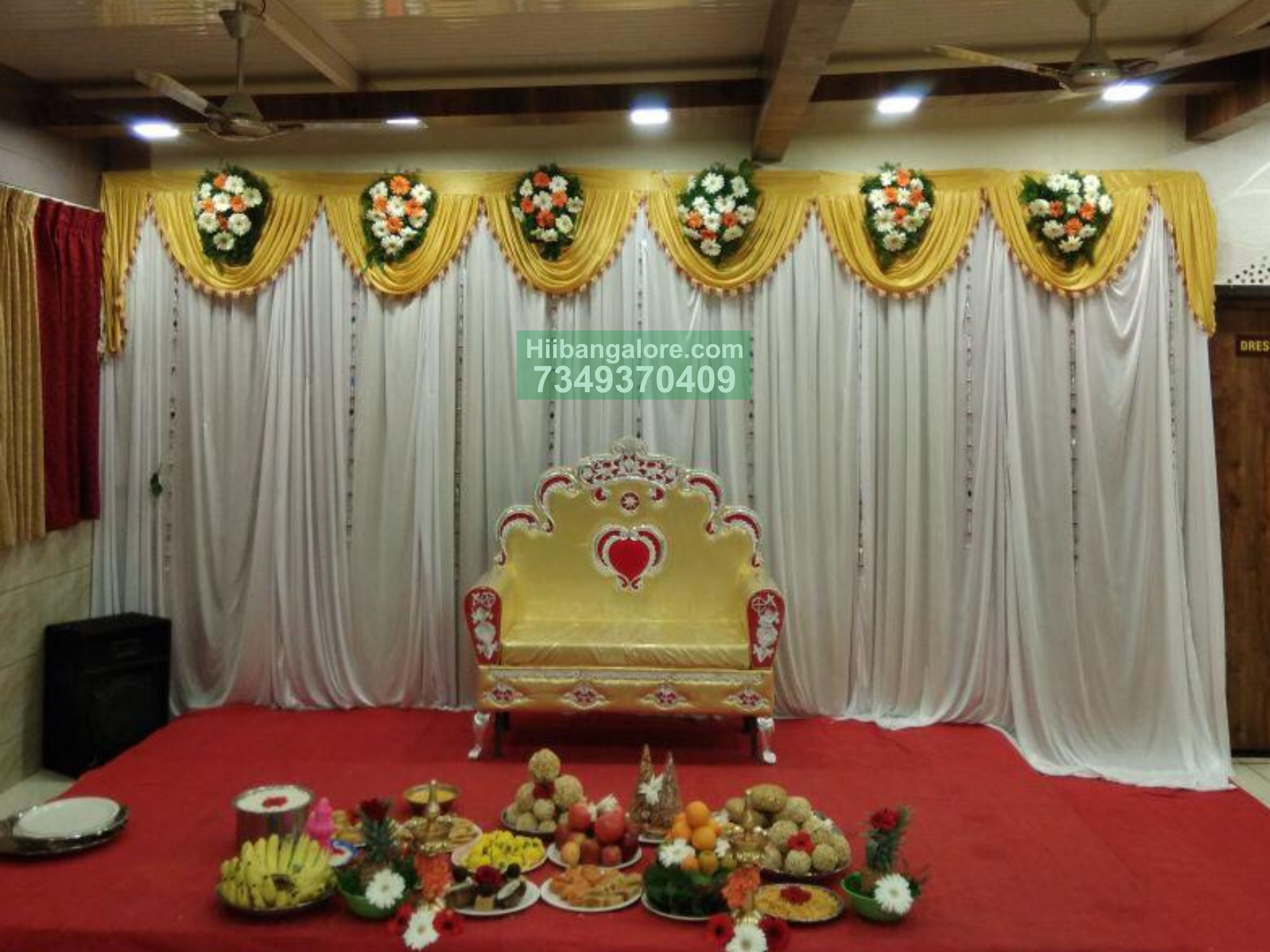 simple backdrop flower decoration for engagement Bangalore