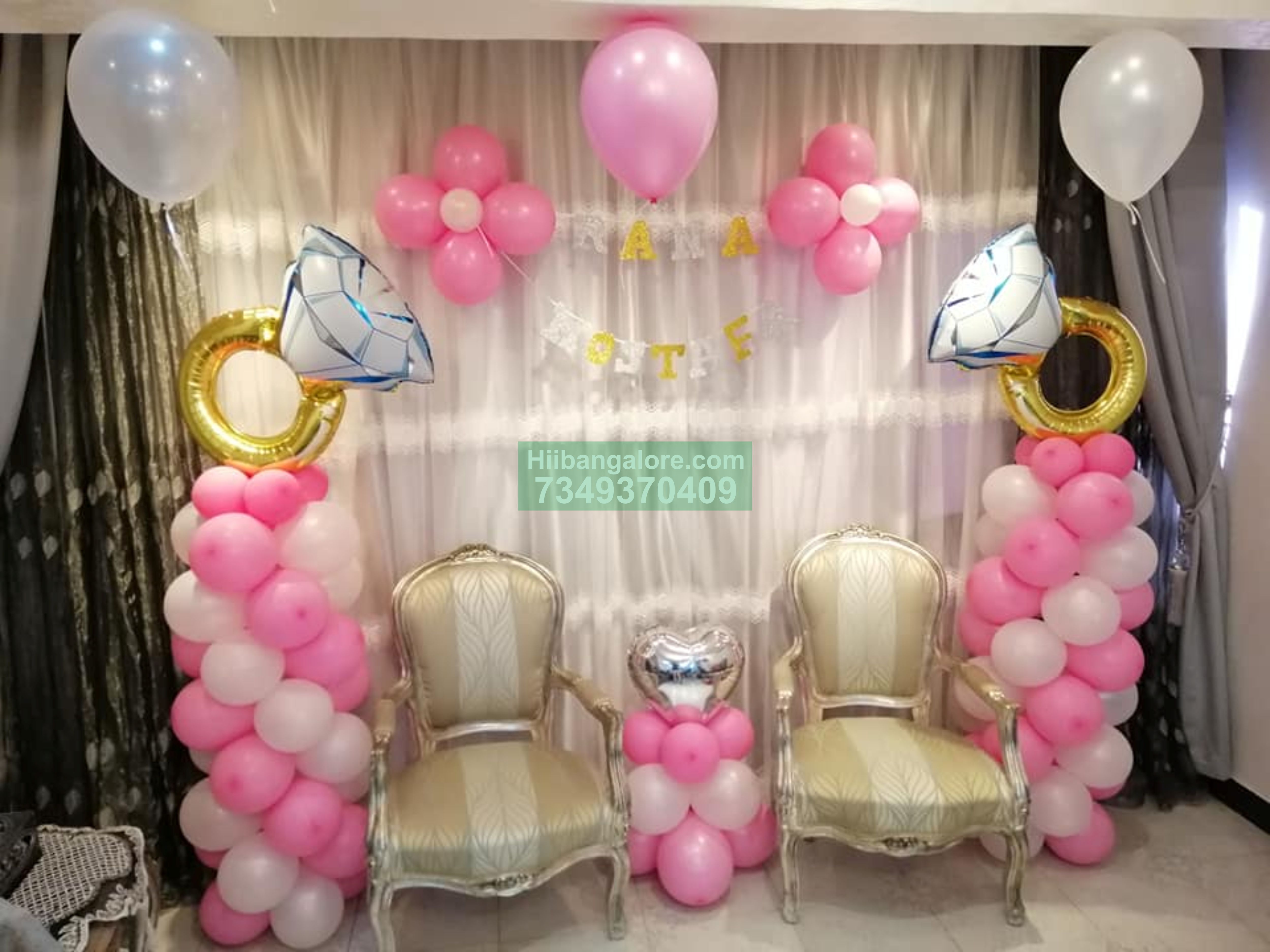 simple balloon decoration for engagement at home Bangalore