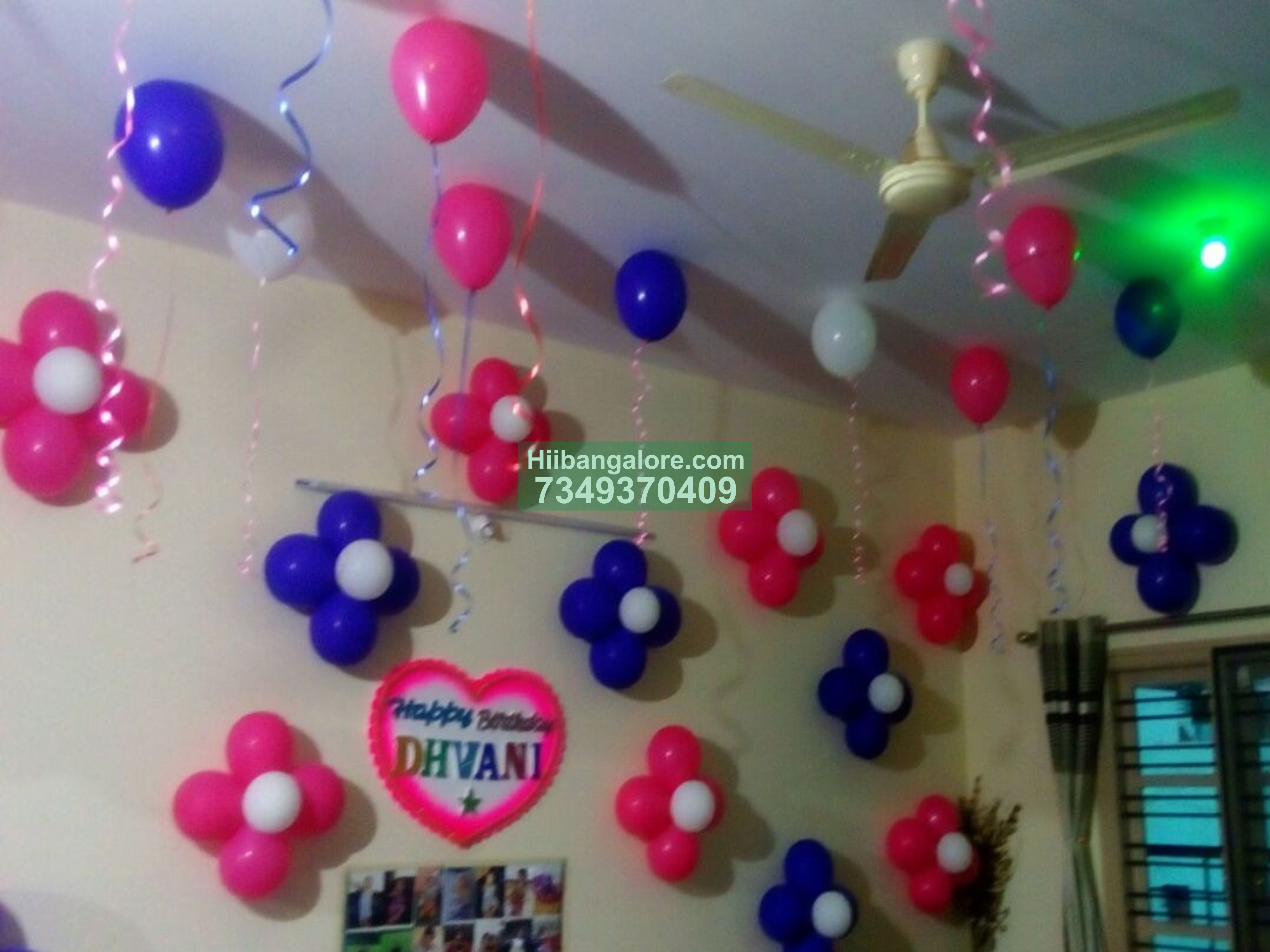simple birthday party balloon decor with name board Bangalore