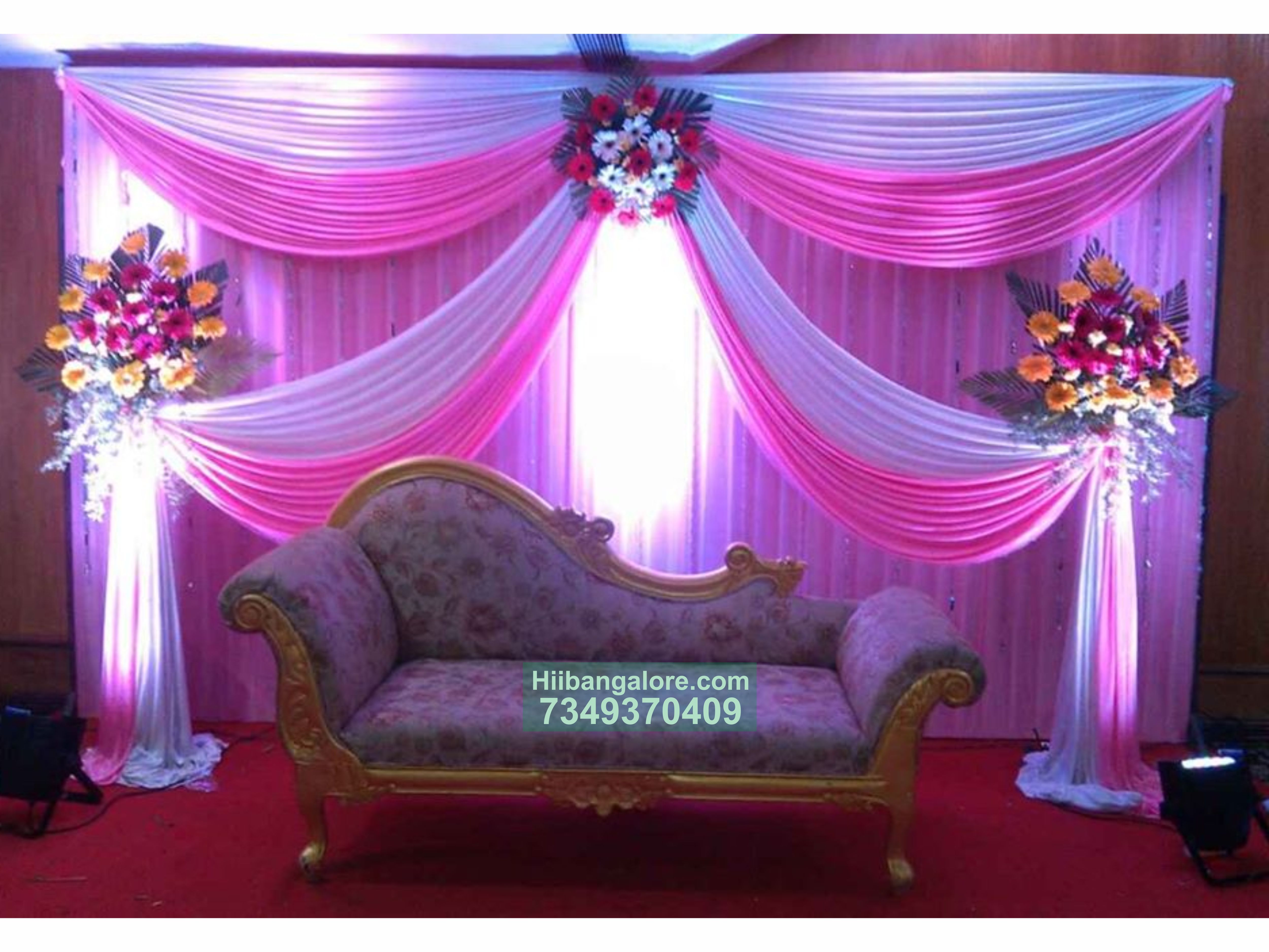 simple drapes backdrop engagement decoration at home Catering