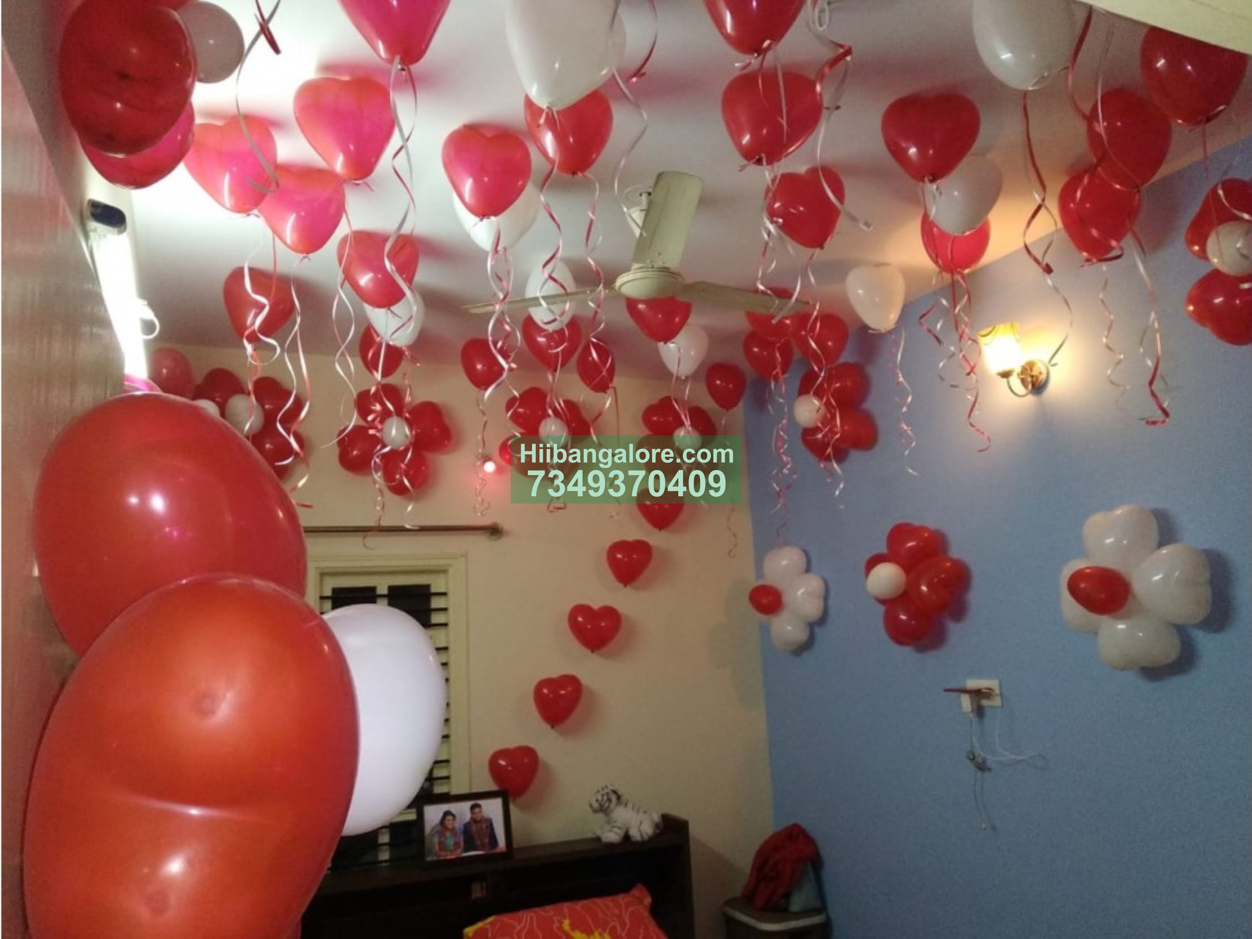 simple heart shape balloons decoration at home Bangalore
